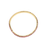 1 Row 3mm Crystal Stretch Bracelet Gold Tone, Fushia Crystal
