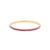 1 Row 3mm Crystal Stretch Bracelet Gold Tone, Fushia Crystal