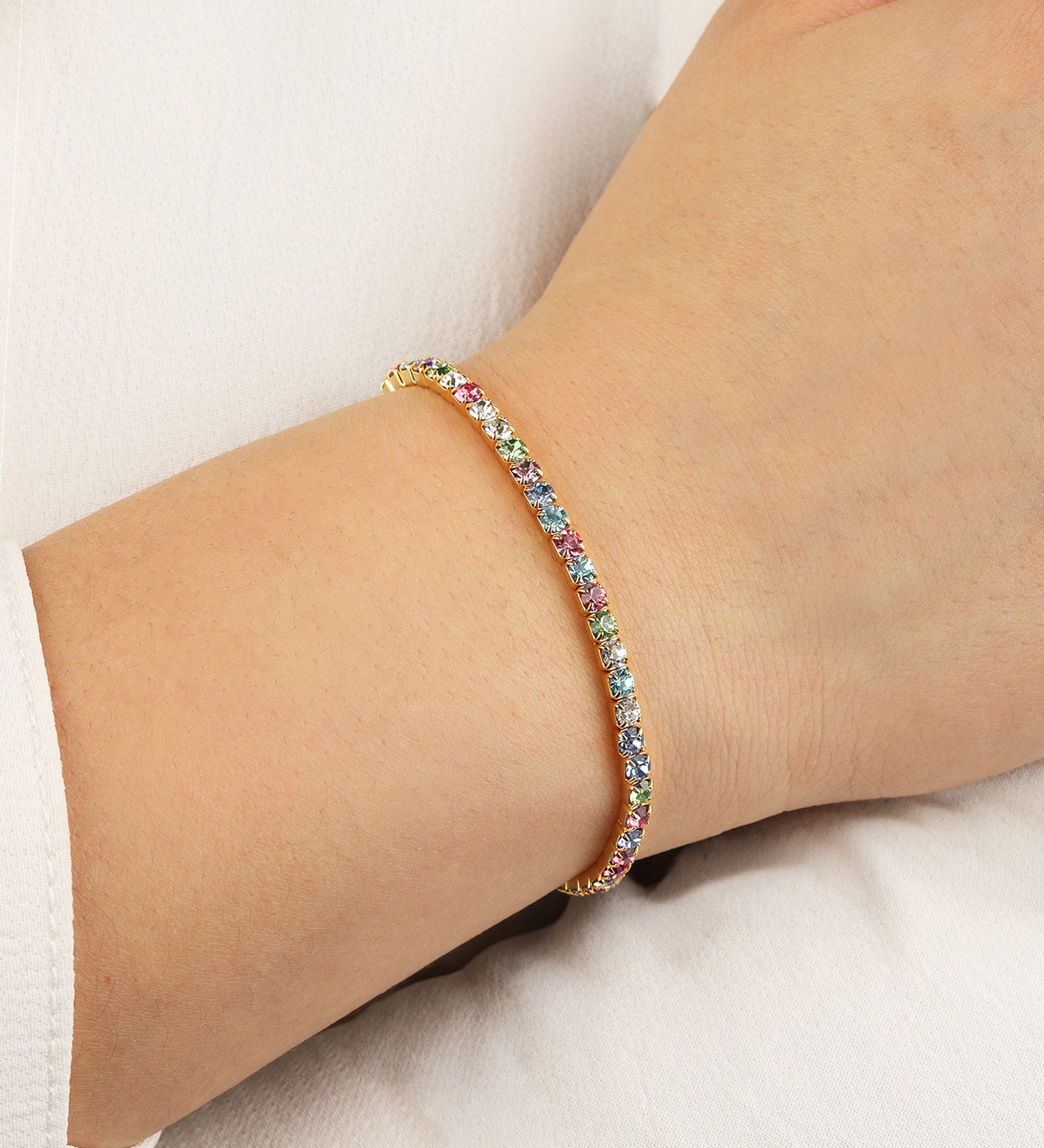 Weekend Ritual-1 Row 3mm Crystal Stretch Bracelet-Bracelets-Blue Ruby Jewellery-Vancouver Canada