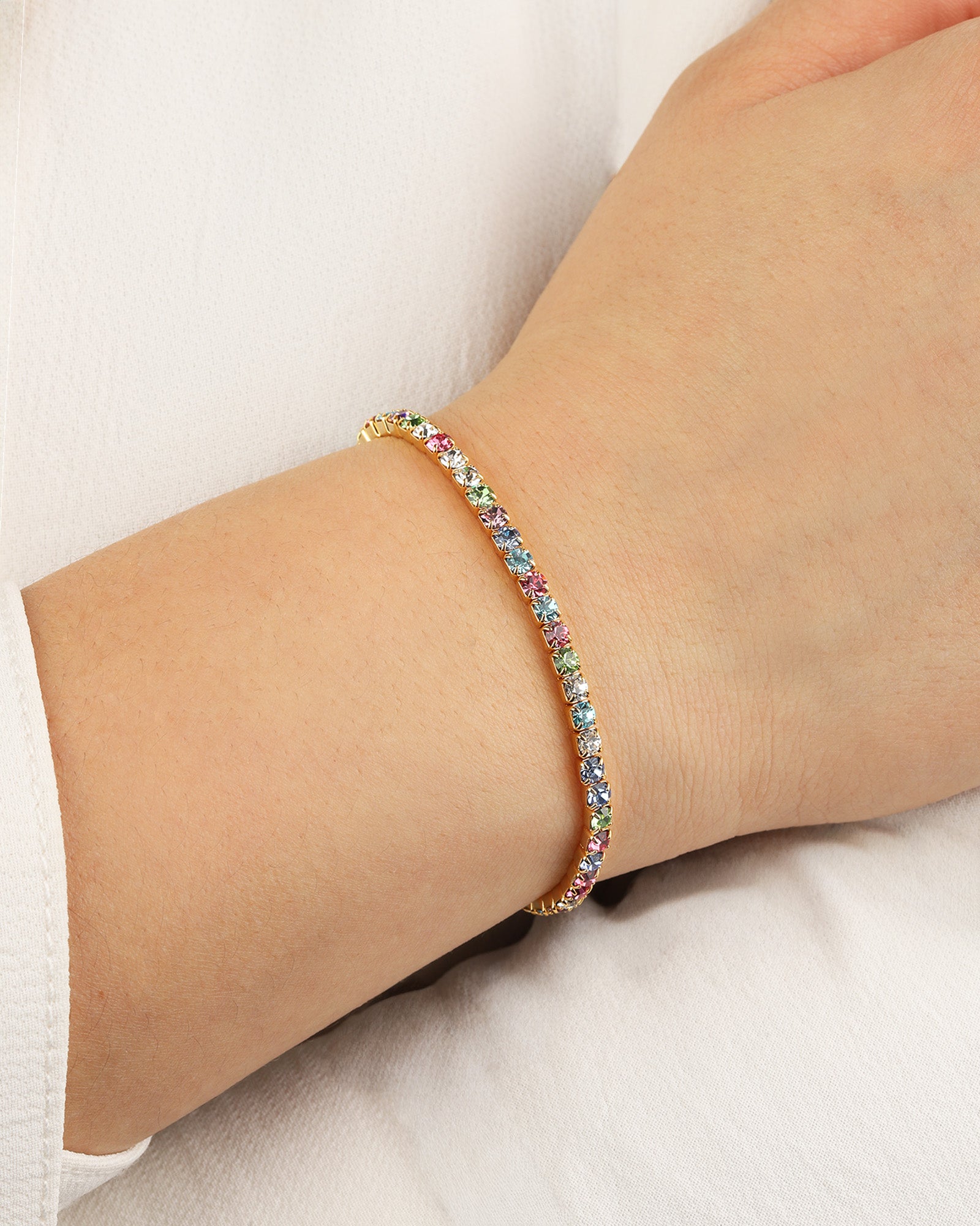 Weekend Ritual-1 Row 3mm Crystal Stretch Bracelet-Bracelets-Blue Ruby Jewellery-Vancouver Canada
