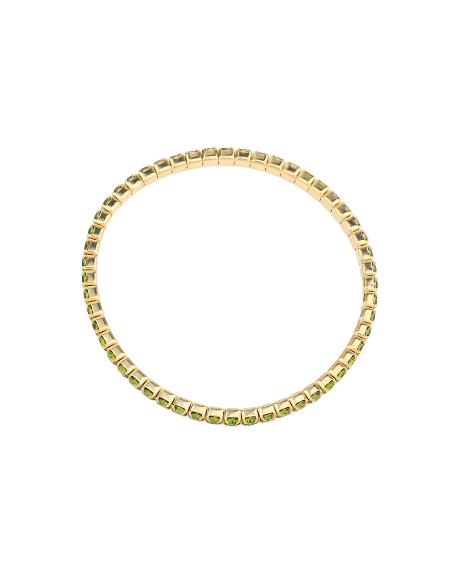 1 Row 3mm Crystal Stretch Bracelet Gold Tone, Olive Crystal
