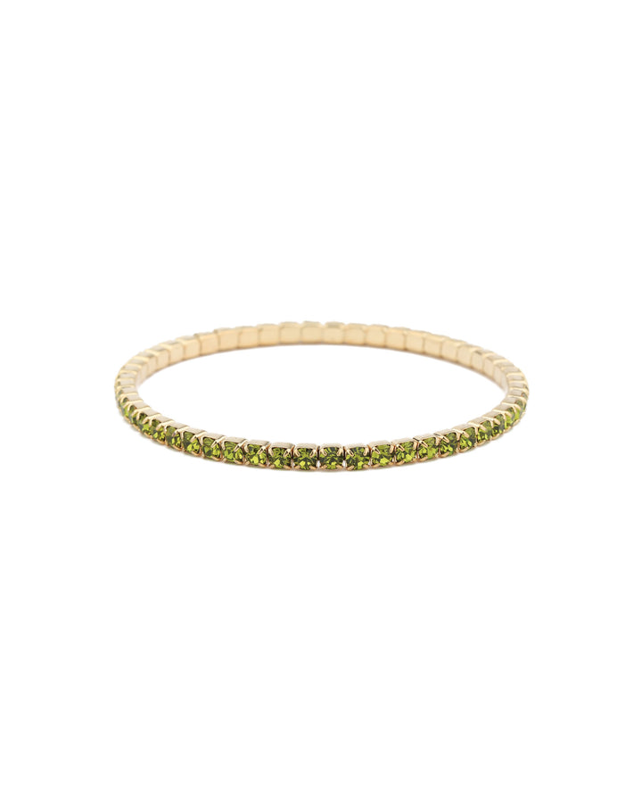 1 Row 3mm Crystal Stretch Bracelet Gold Tone, Olive Crystal