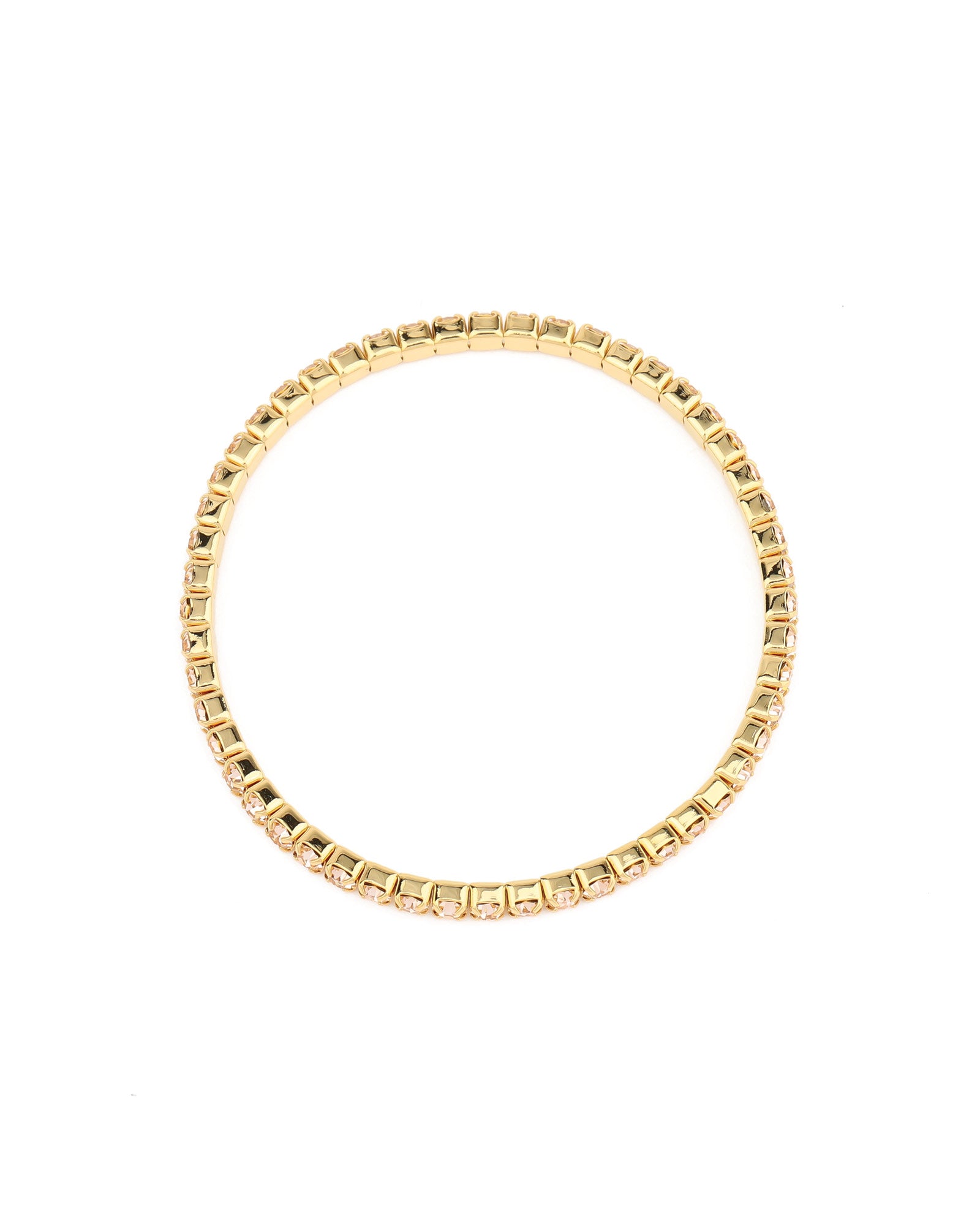 1 Row 3mm Crystal Stretch Bracelet Gold Tone, Peach Crystal