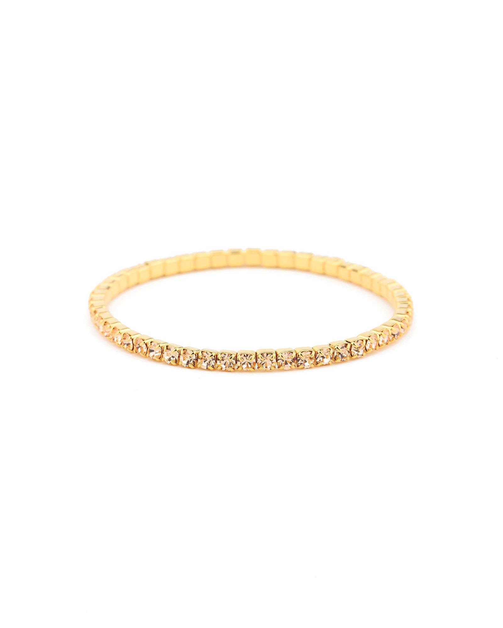 Weekend Ritual-1 Row 3mm Crystal Stretch Bracelet-Bracelets-Gold Tone, Peach Crystal-Blue Ruby Jewellery-Vancouver Canada