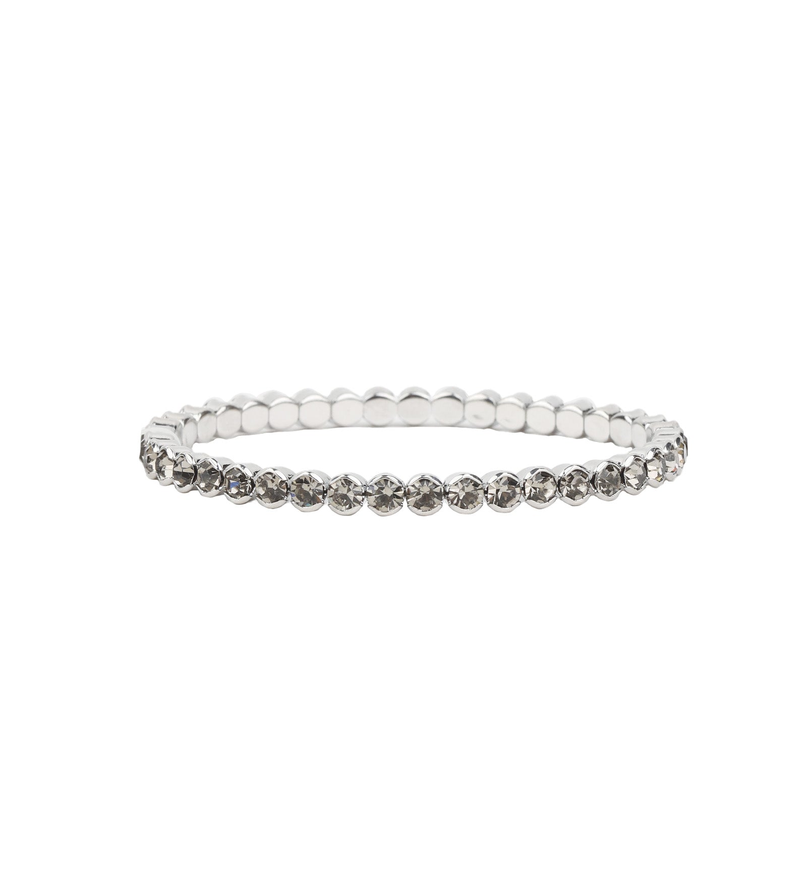 1 Row 4mm Crystal Stretch Bracelet Gold Plated, Black Diamond Crystak