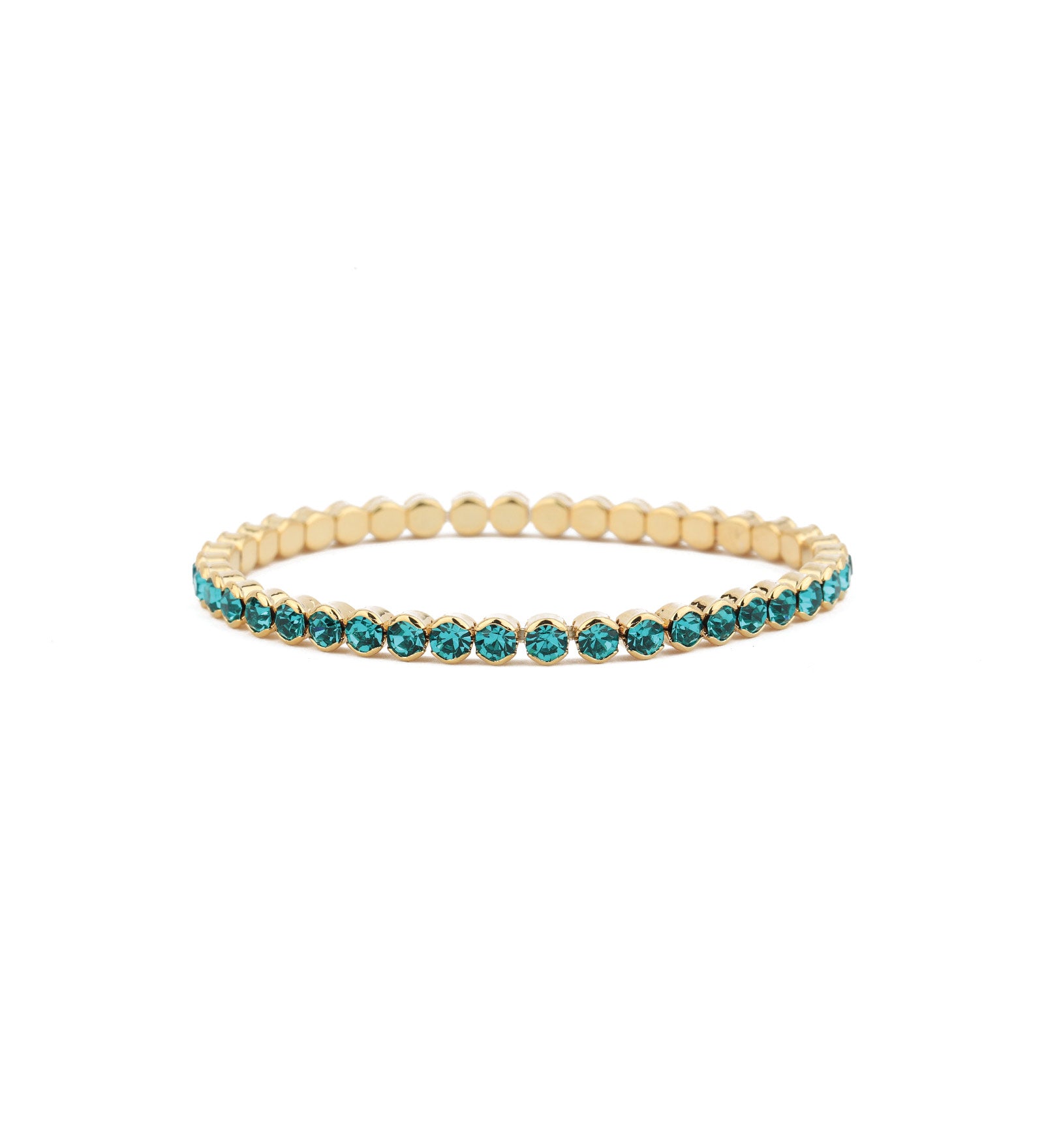 Weekend Ritual-1 Row 4mm Crystal Stretch Bracelet-Bracelets-Gold Tone, Zircon Crystal-Blue Ruby Jewellery-Vancouver Canada