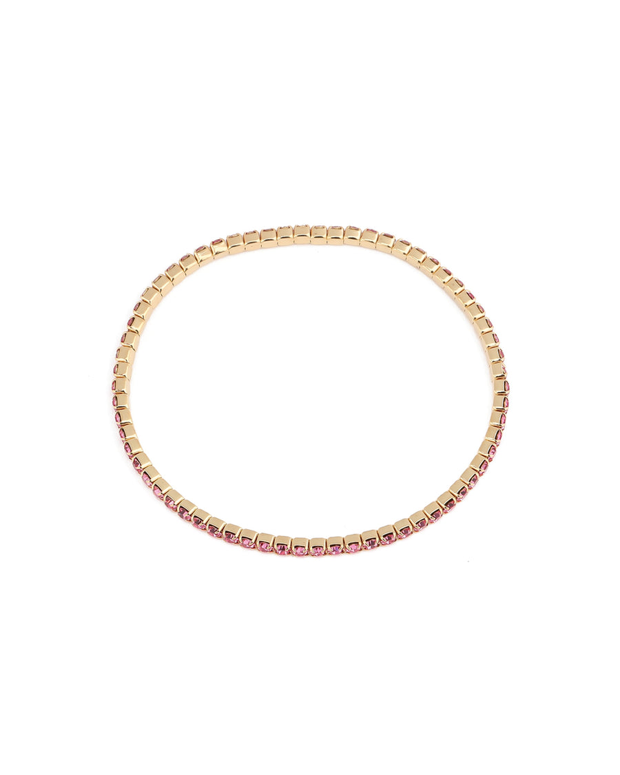1 Row 2.5mm CZ Stretch Bracelet Gold Tone, Dark Pink Cubic Zirconia