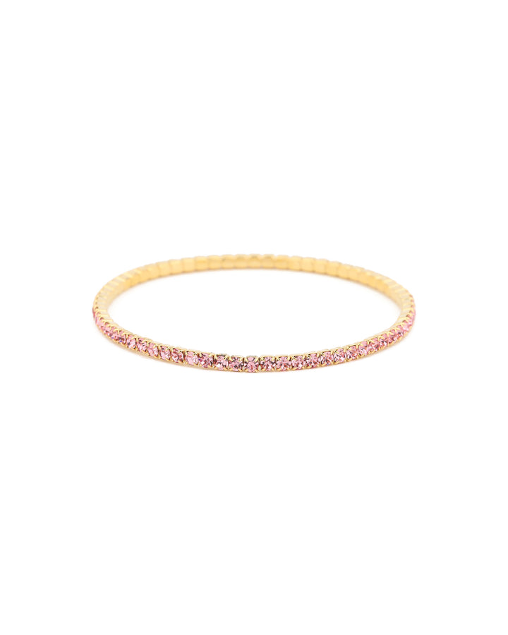 1 Row 2.5mm CZ Stretch Bracelet Gold Tone, Light Pink Cubic Zirconia