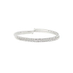 2 Row Crystal  Wrap Cuff Silver Tone, White Crystal