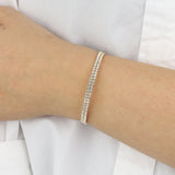 2 Row Crystal  Wrap Cuff Gold Tone, White Crystal