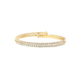 2 Row Crystal  Wrap Cuff Gold Tone, White Crystal