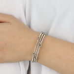 3 Wrap Crystal Bracelet Silver Tone, White Crystal