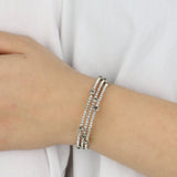 3 Wrap Crystal Bracelet Silver Tone, White Crystal