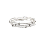 3 Wrap Crystal Bracelet Silver Tone, White Crystal