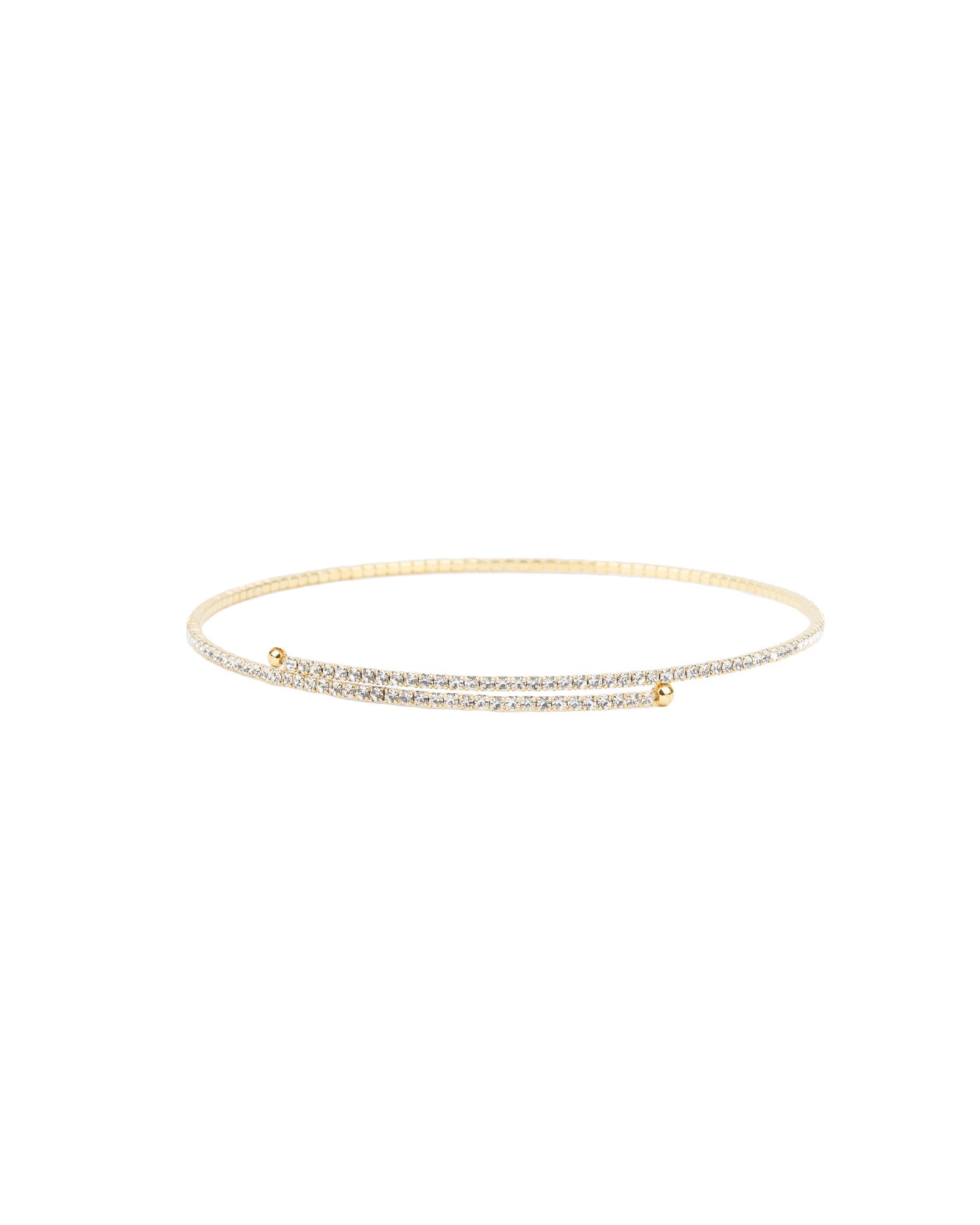 1 Row Crystal Choker Gold Plated, White Crystal