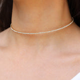 1 Row Crystal Choker Gold Plated, White Crystal