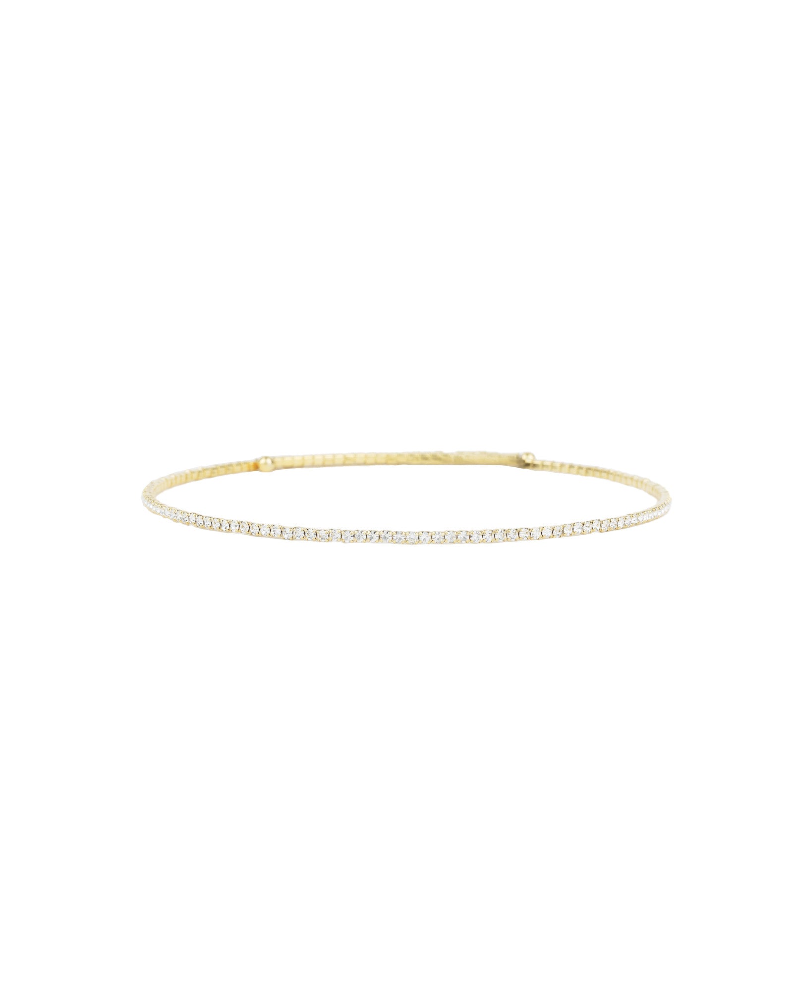 1 Row Crystal Choker Gold Plated, White Crystal