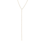 1 Row Long Crystal Lariat Gold Plated, White Crystal