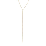 1 Row Long Crystal Lariat Gold Plated, White Crystal