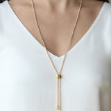 1 Row Crystal Slider Lariat Gold Plated, White Crystal