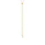 1 Row Crystal Slider Lariat Gold Plated, White Crystal