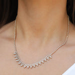 Crystal Cluster Pyramid Necklace Gold Plated, White Crystal