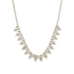 Crystal Cluster Pyramid Necklace Gold Plated, White Crystal