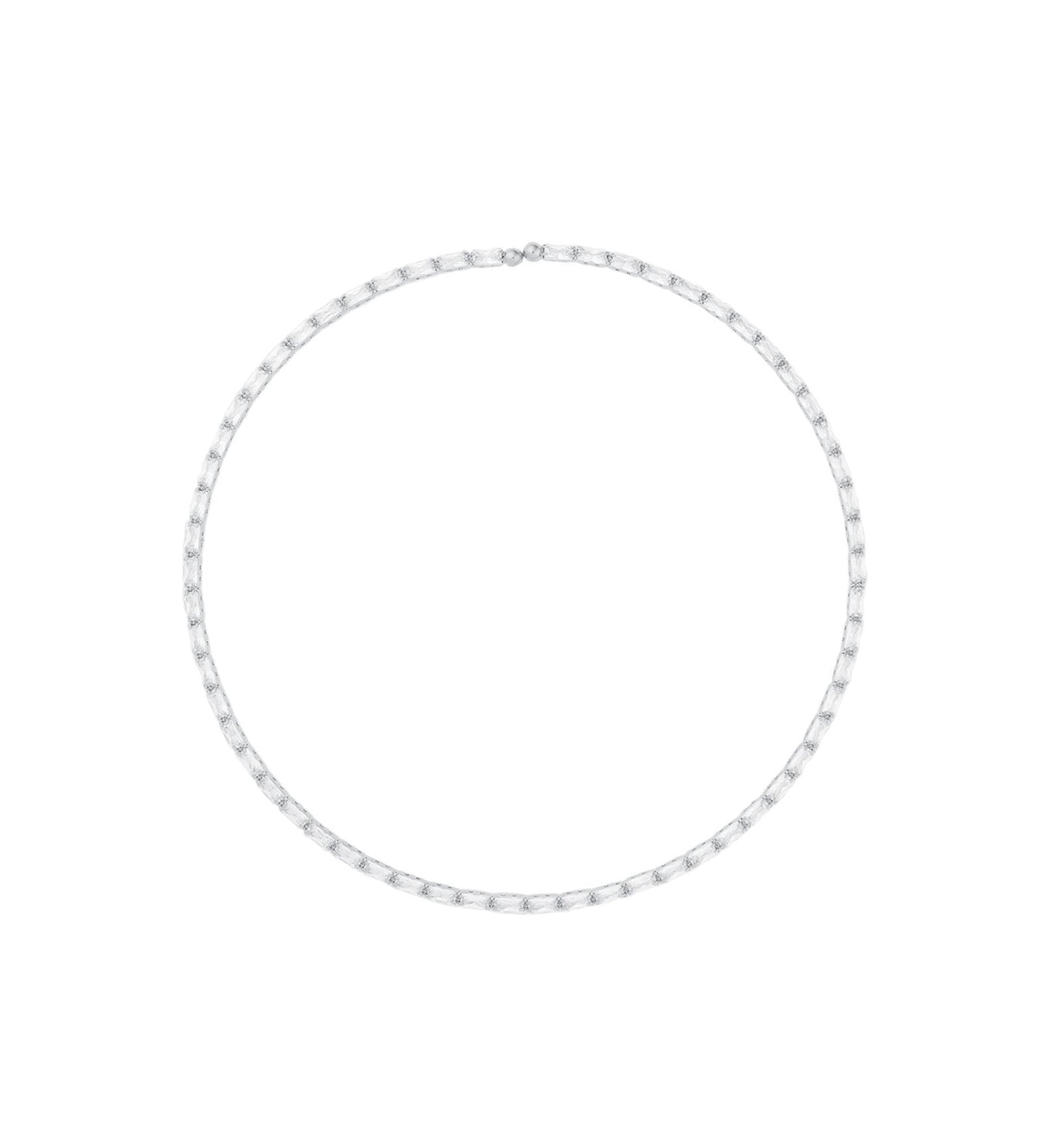 Weekend Ritual-Baguette Crystal Choker-Necklaces-Silver Plated, Crystal-Blue Ruby Jewellery-Vancouver Canada