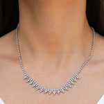 Crystal Cluster Pyramid Necklace Silver Plated, White Crystal