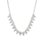Crystal Cluster Pyramid Necklace Silver Plated, White Crystal