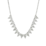 Crystal Cluster Pyramid Necklace Silver Plated, White Crystal