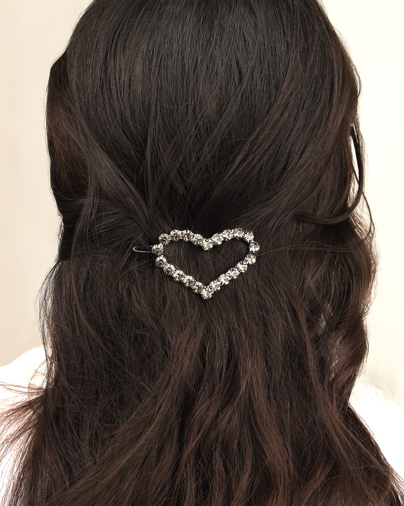 Weekend Ritual-1 Row Large Crystal Heart Hairclip-Accessories-Blue Ruby Jewellery-Vancouver Canada