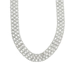 Wide Crystal Mesh Necklace Silver Plated, White Crystal