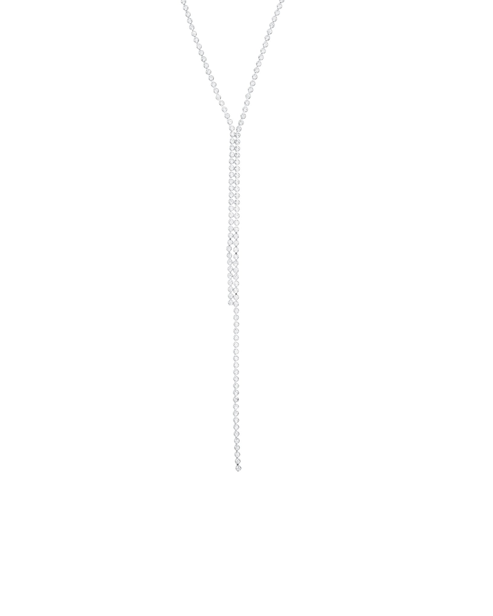 Bezel Crystal Y Lariat Silver Plated, White Crystal