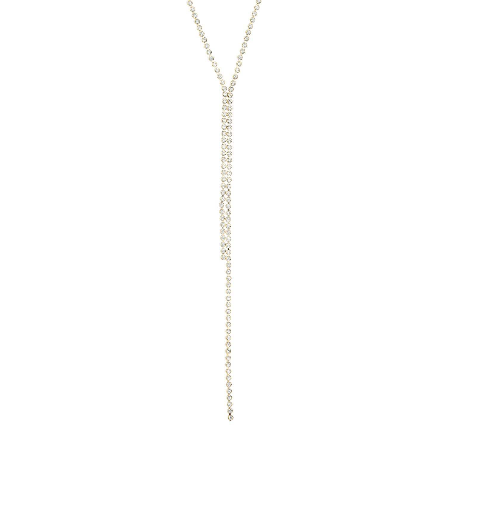 Bezel Crystal Y Lariat Gold Plated, White Crystal