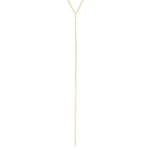 Long Drop Crystal Lariat Gold Plated, White Crystal