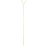 Long Drop Crystal Lariat Gold Plated, White Crystal