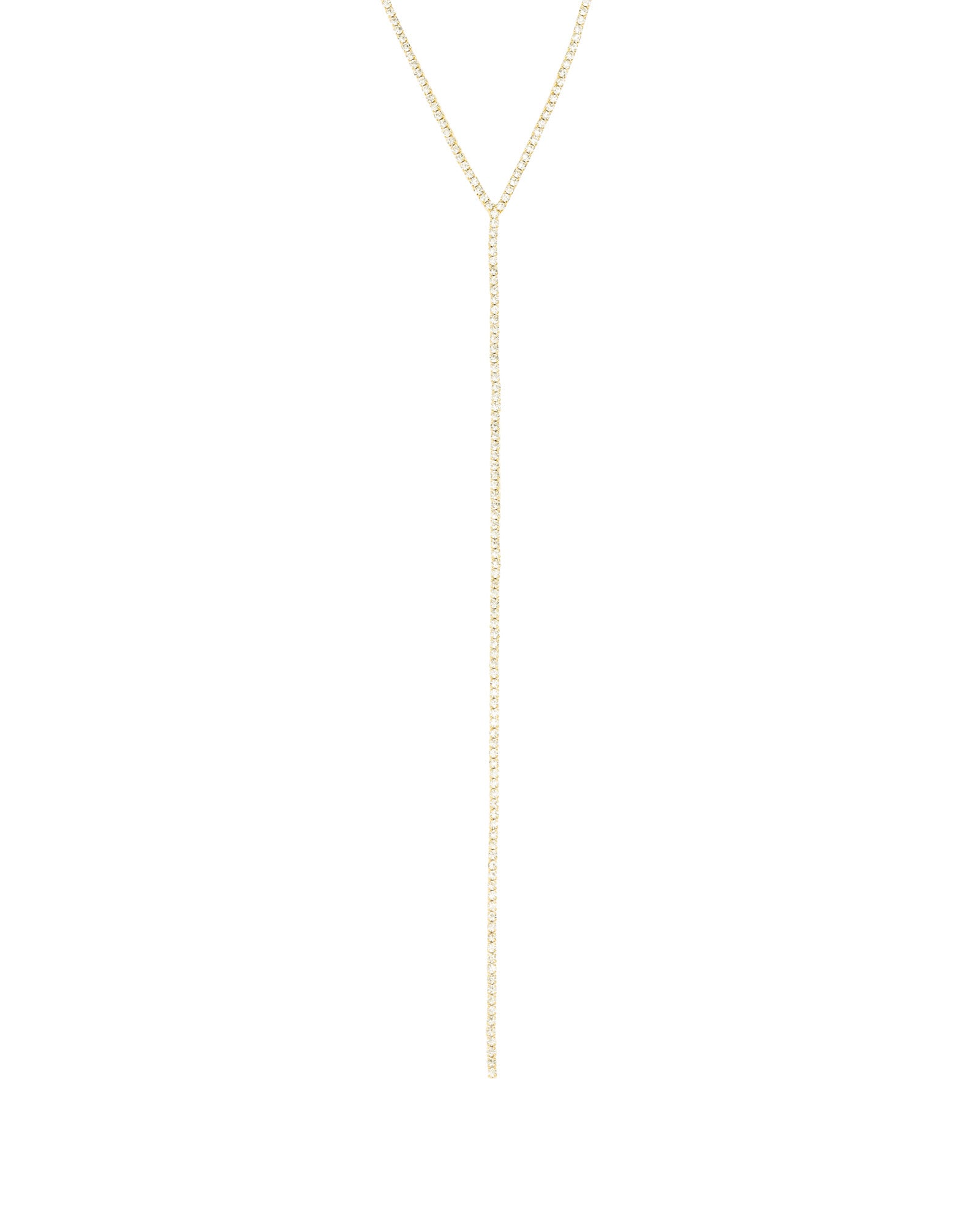 Long Drop Crystal Lariat Gold Plated, White Crystal