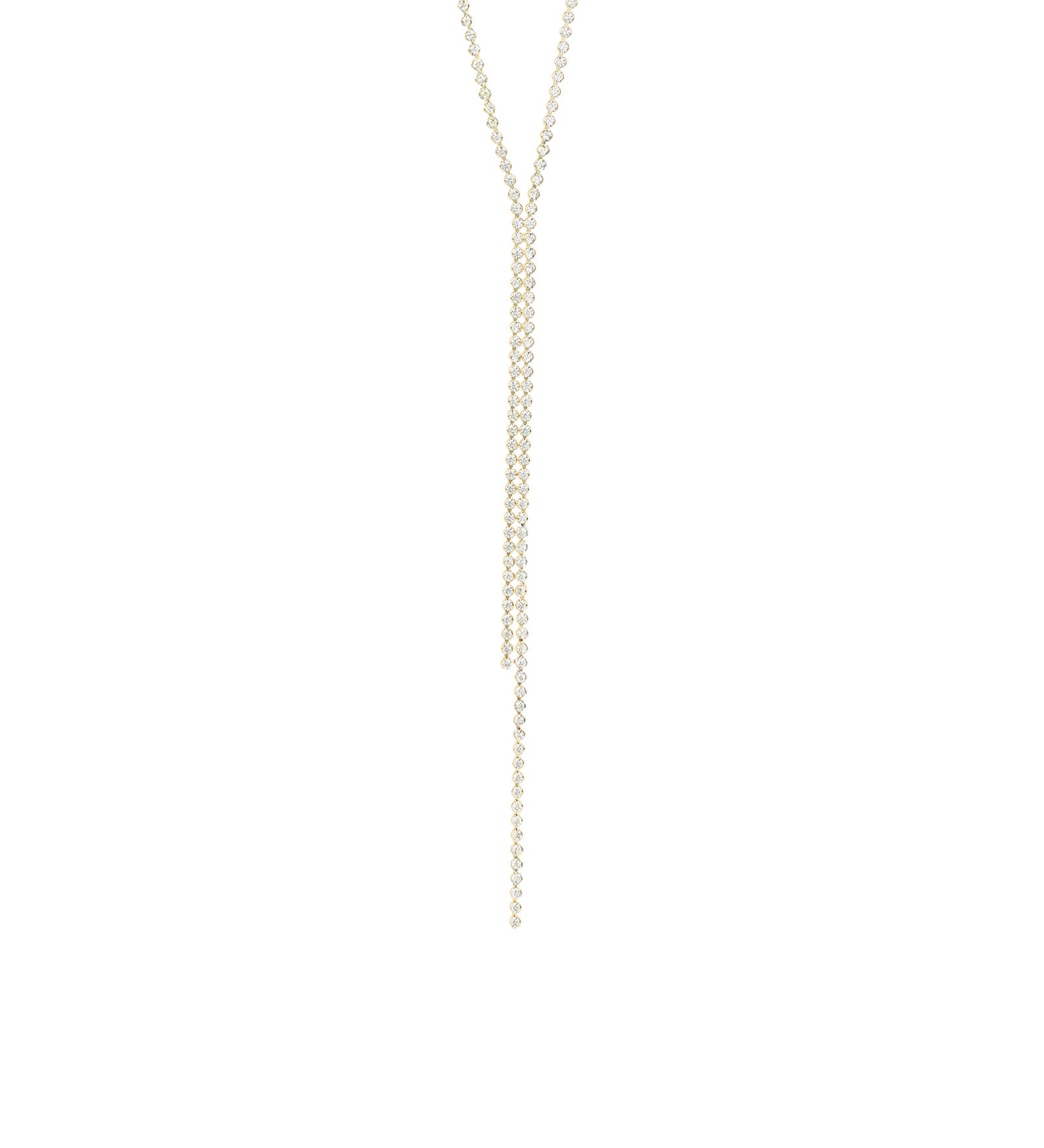 Weekend Ritual-Bezel Crystal Lariat-Necklaces-Gold Plated, White Crystal-Blue Ruby Jewellery-Vancouver Canada