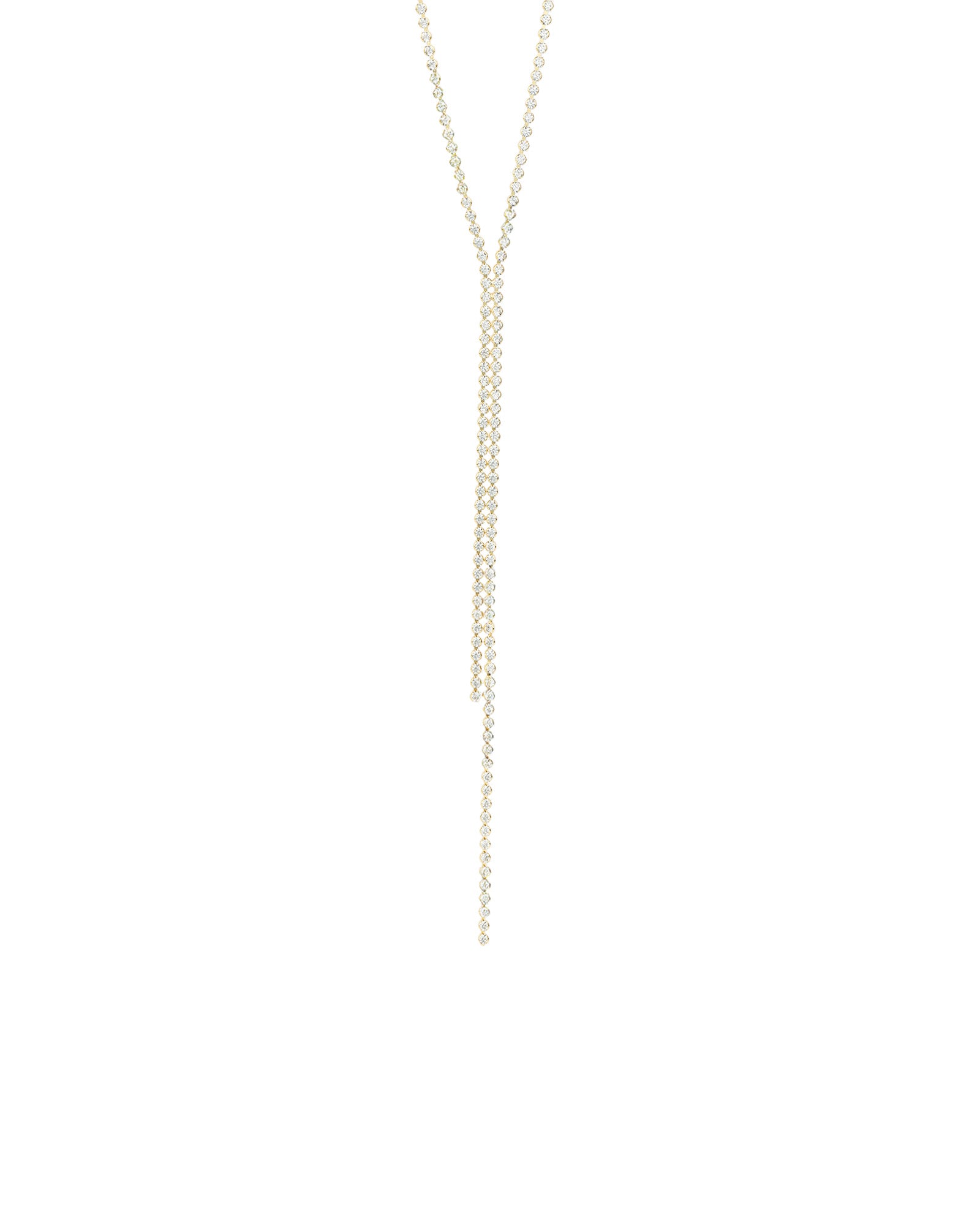 Weekend Ritual-Bezel Crystal Lariat-Necklaces-Gold Plated, White Crystal-Blue Ruby Jewellery-Vancouver Canada
