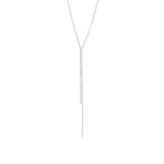 Bezel Crystal Lariat Silver Plated, White Crystal