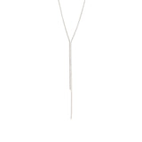 Bezel Crystal Lariat Silver Plated, White Crystal