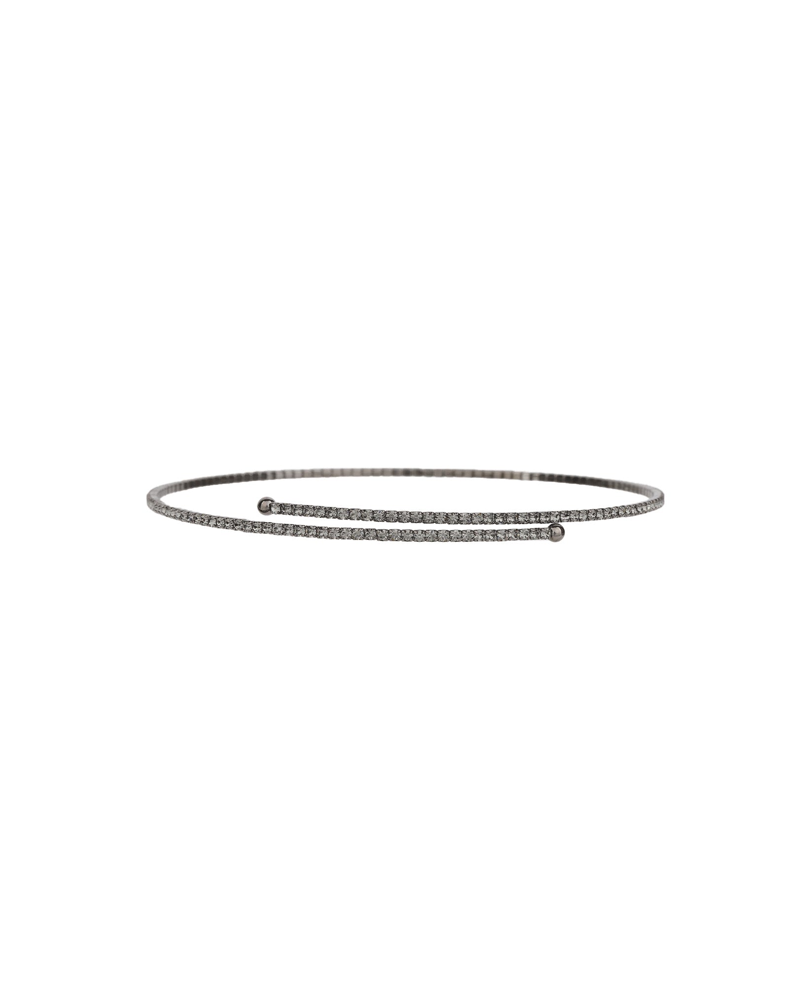 1 Row Crystal Choker Gunmetal Plated, Black Diamond Crystal