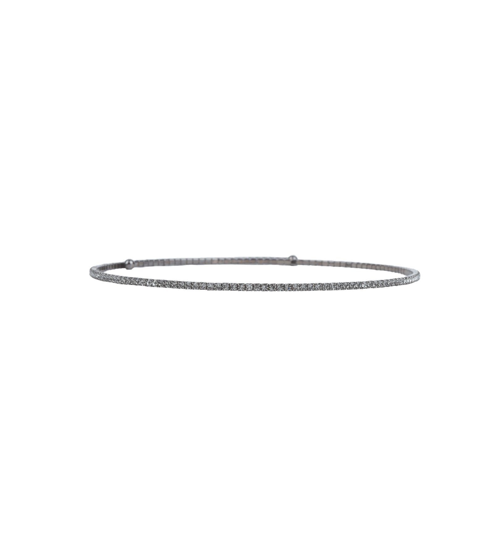 1 Row Crystal Choker Gunmetal Plated, Black Diamond Crystal