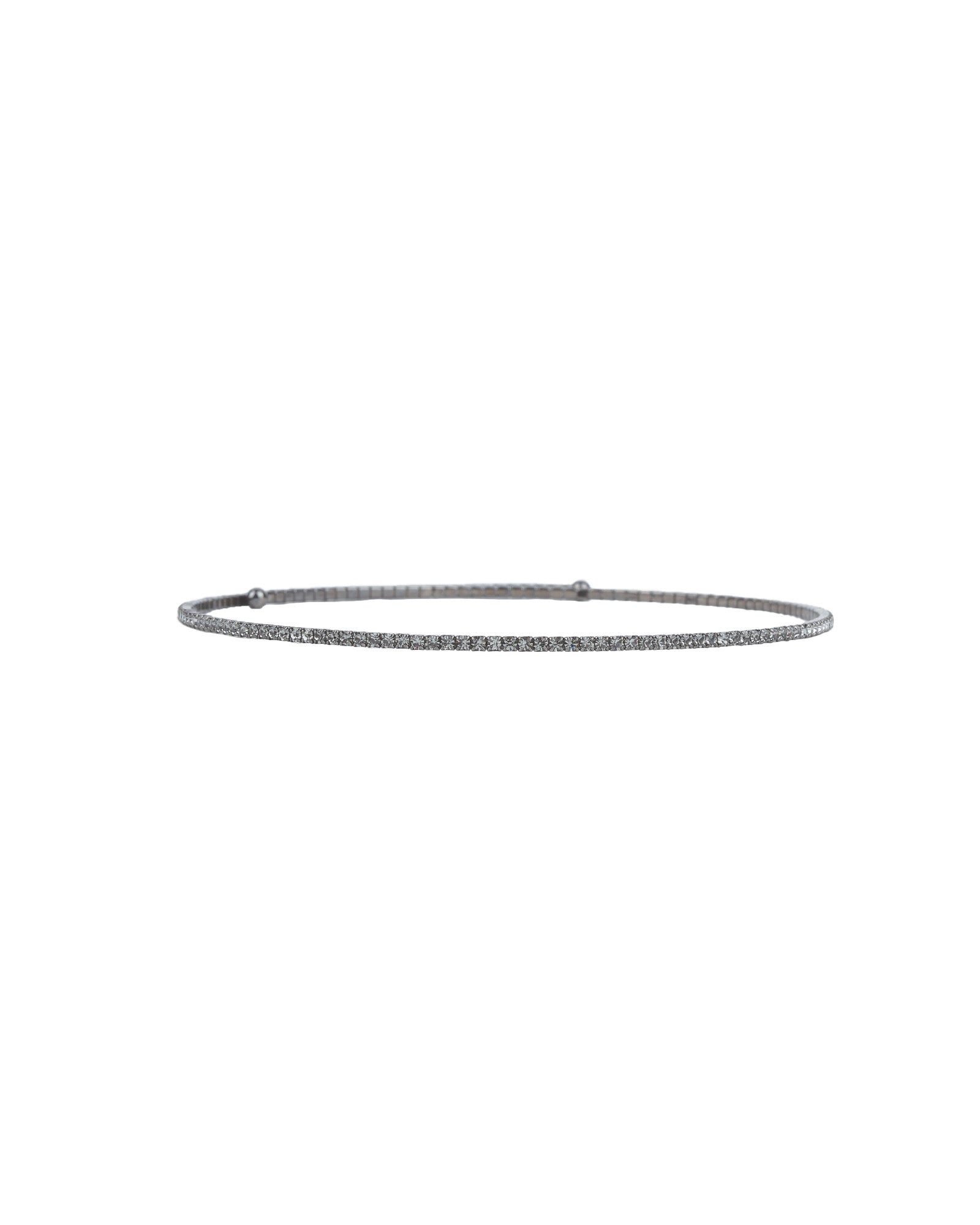 1 Row Crystal Choker Gunmetal Plated, Black Diamond Crystal