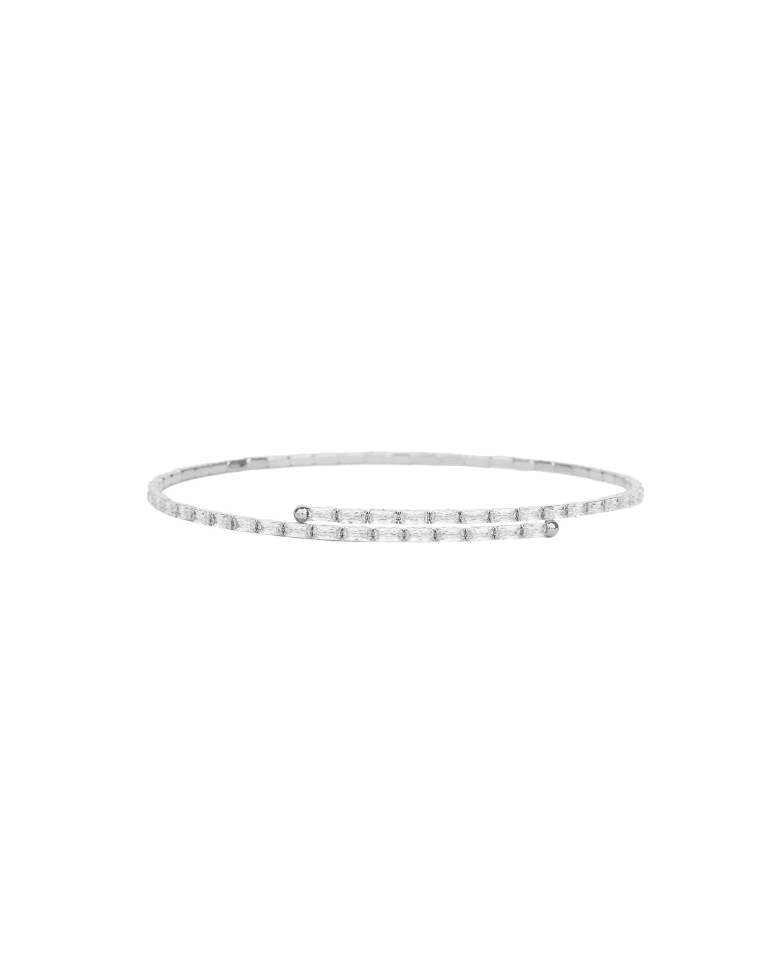 Baguette CZ Choker Silver Plated, Cubic Zirconia