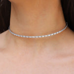 Baguette CZ Choker Silver Plated, Cubic Zirconia