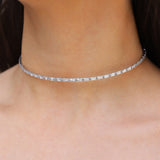 Baguette CZ Choker Silver Plated, Cubic Zirconia