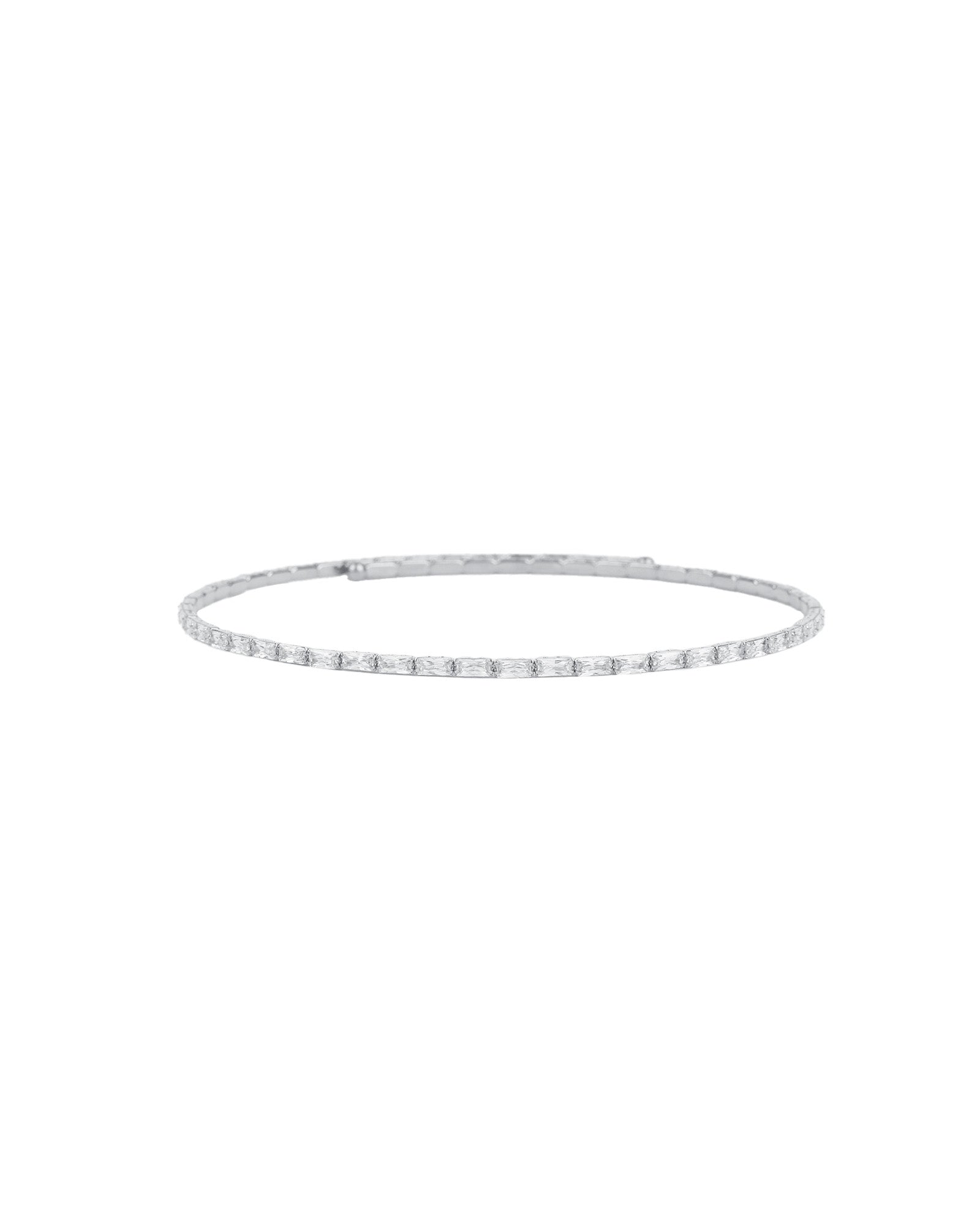 Baguette CZ Choker Silver Plated, Cubic Zirconia