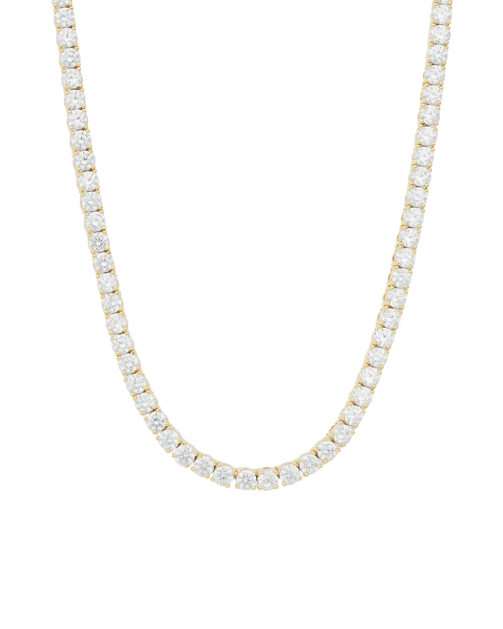 Tennis CZ Necklace | 4mm Gold Plated, Cubic Zirconia